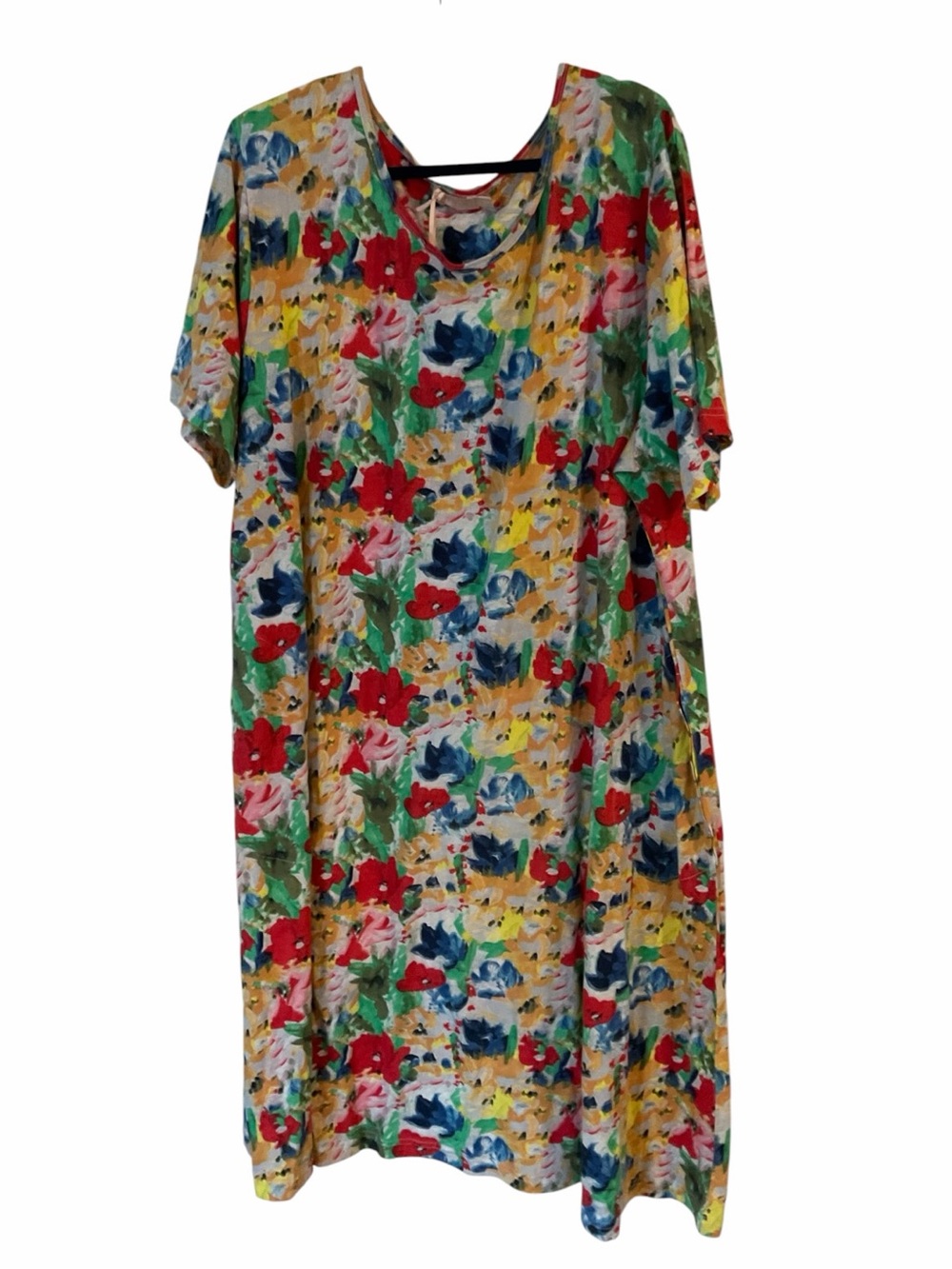 LA CERA Colorful Floral Scoop Neck Dress
